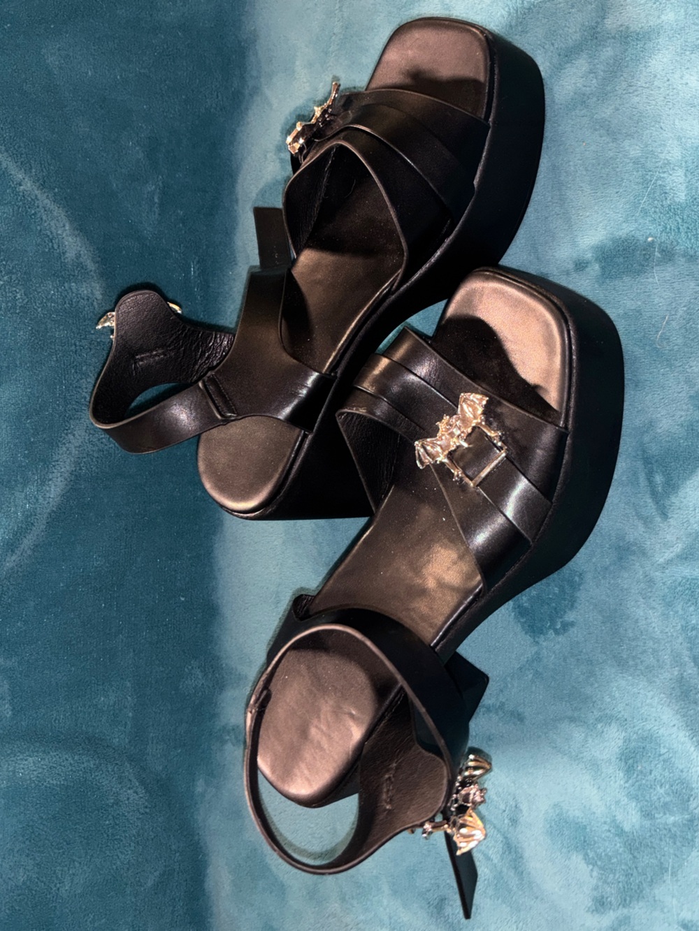 Goth Black Platform Heels w/ Bat Charms – Size 39 EU